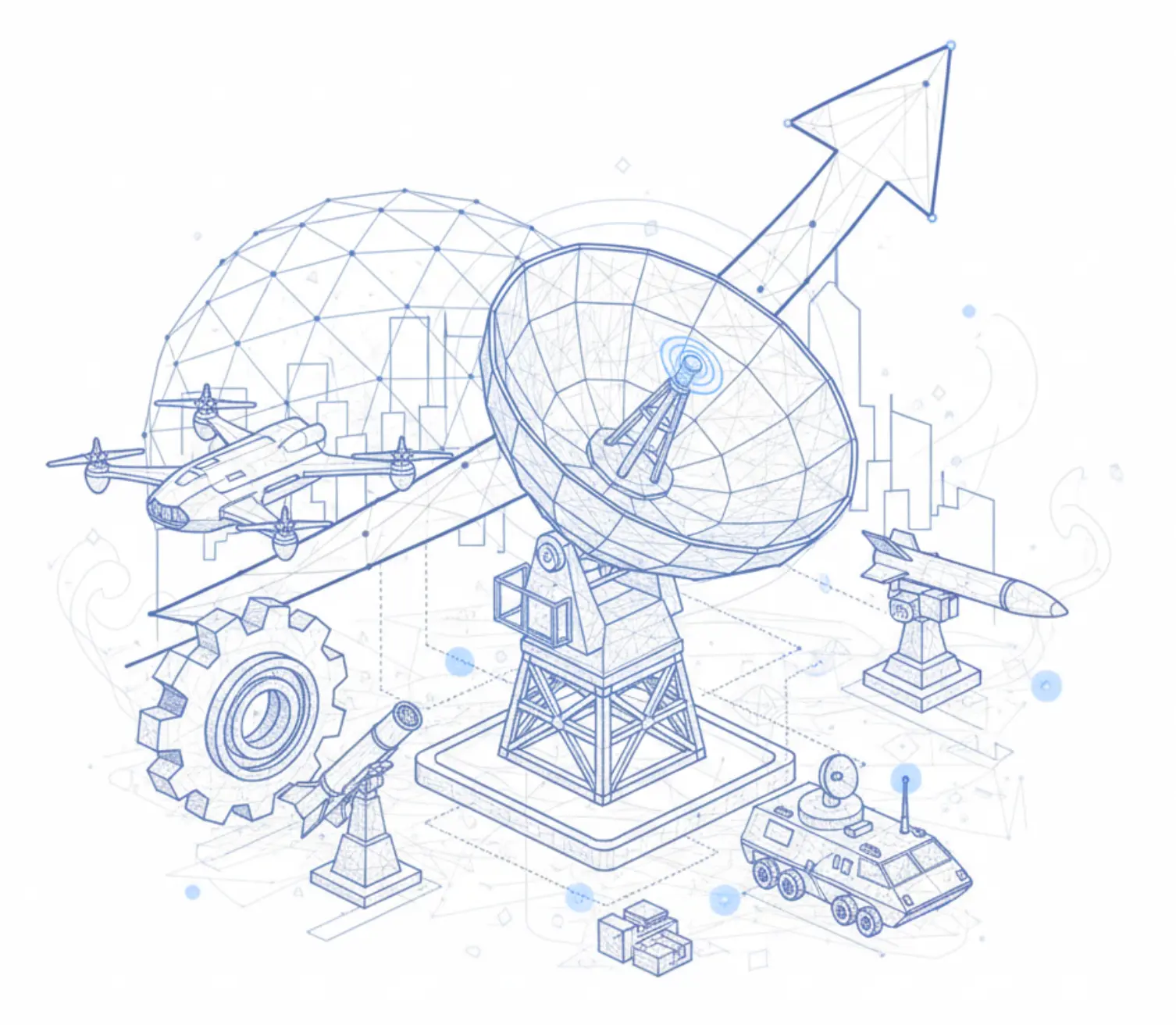 Qudo for Defence Systems by ZenV Quantum - Radar dish, aircraft and military equipment for classified data protection
